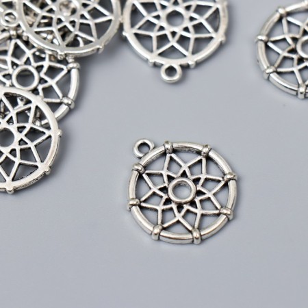 Decor Metal for creativity "Dream Catcher - Flower" Silver G195B585 2.2x1.9 cm