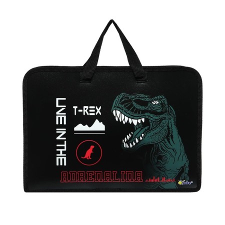 Folder with A4 handles, 340 x 245 x 75 mm, plastic, PT-14-4-12 "cyber dino" (volumetric 3D-risun with a metallic effect) 71213-2