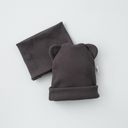 Kinderlitto Piccolino Kinderlitto kit, 2 items: hat, snood, age 3-6 months, color graphite