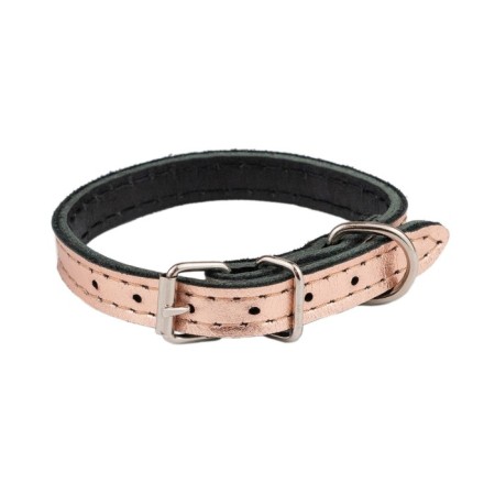The collar is two-layer leather, width 1 cm, Osh 16-22 cm, pink