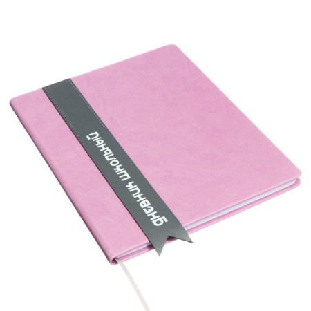 Universal diary for grades 1-11 Lenta, solid cover of artificial leather, applique, silkography, liesse, 48 sheets, pink-1