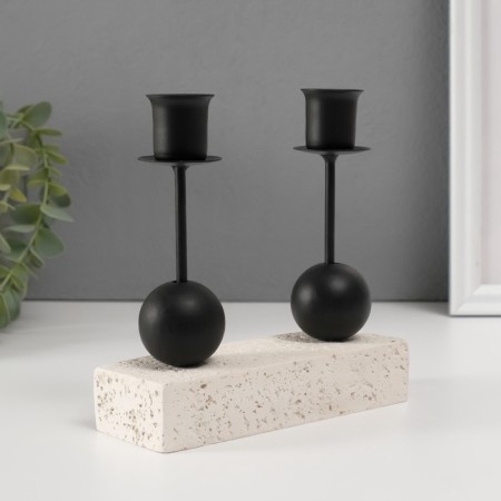 Gypsum candlestick, 2 candles "two balls" d = 2.5 cm 5.4x15x15 cm-2