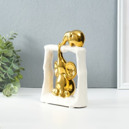 Souvenir Ceramics "Eliors - Support. Square" White with gold 6x13.5x17.5 cm-2