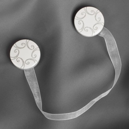 Picking for curtains “Circle with patterns”, D = 3.7 cm, white color-1