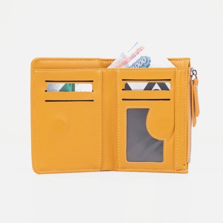 Women's wallet on magnet, yellow color-4
