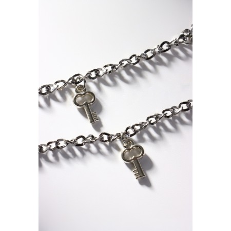 Bracelets "Demetrons" halves of the heart with keys, red color in silver, 17 size-4