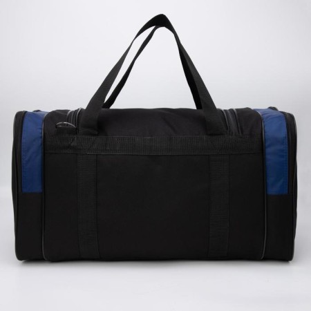 Sports bag 3 parts on zippers, external pocket, black/blue color-1