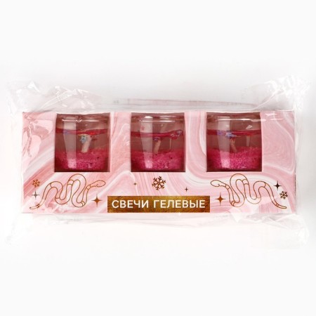 New Year. New Year's gel candles “dream” 3 pcs, pink, 2.5 x2.5 x 2.5 cm-7