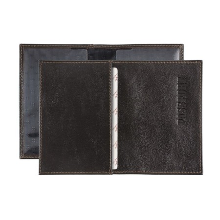 Cover for a passport with a pocket, brown color