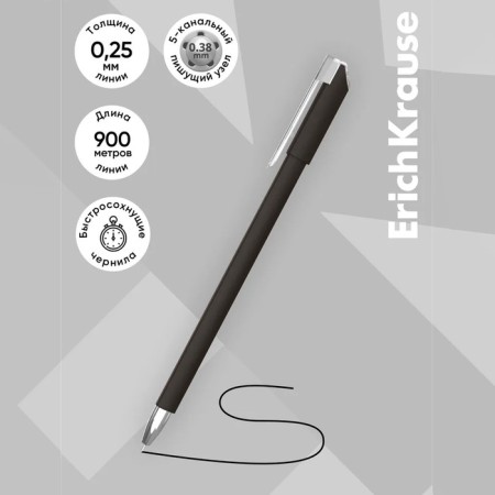 Gel pen Erichkrause G-Reed Stick Classic Node 0.38 mm, ink black, continuous line length 900 m-7