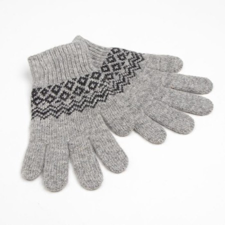 Women's gloves from Mongolian wool, gray color/pattern, size 6.5-7.5-1