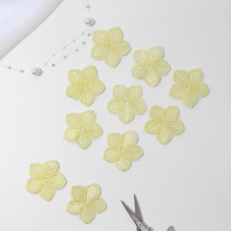 Knitted elements "flowers", 3.5 × 3.5 cm, 10 pcs, yellow/chameleon color-1