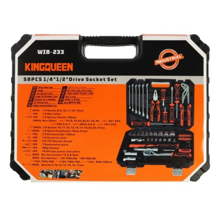 Set of instruments universal Kingqueen Wib-233, 72 tooth, 1/2 ", 58 items-4