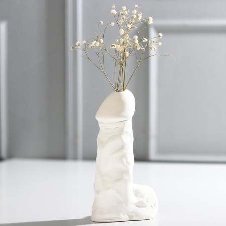 Vase for flowers "Anatomy", white, 5.5 x 16 x 8.5 cm.