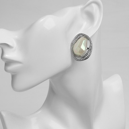 Earrings with pearls "abstraction" desire, white color in silver, stone and color mix-2