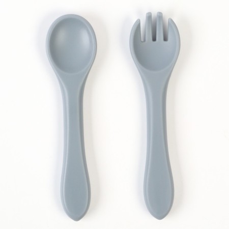A set of children's cutlery, fork and spoon M&B (silicone), gray-3