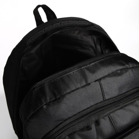 Youth backpack from textiles, 2 departments, 4 pockets, black color-5