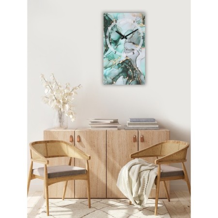 Carty clock is wall-mounted, interior "green marble", 35 x 60 cm, on canvas, silent