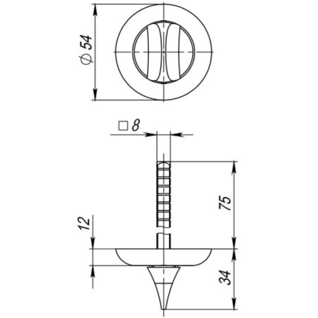 Rotary handle Fuaro HMR8x75 ABG, bronze color, without notches-1