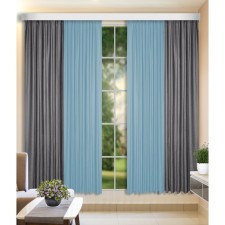 Set of curtains, size 160x240 cm, 2 pcs, gray color, blue