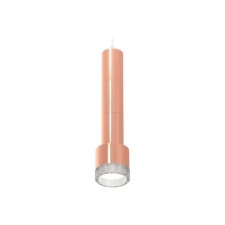 Suspended lamp with composite crystal Ambrella Light, XP8122005, GX53 LED 12 W, color is pink, transparent gold.