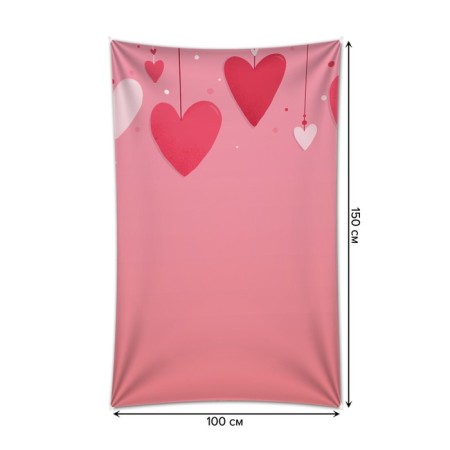 Decorative panel with photo printing "Decoration of hearts", vertical, size 100x150 cm-1