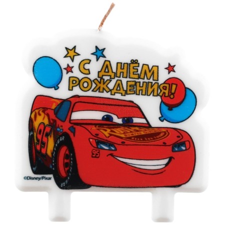 Свеча для торта "С Днем Рождения!", 8 х 8 см, Тачки-2