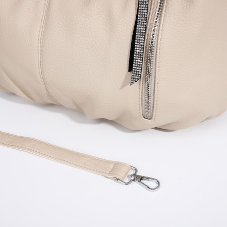 Love bag with a zipper, 3 outer pockets, beige color-5