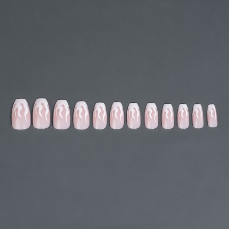 Fires “Fire”, 12 pcs, with adhesive plates, ballerina shape, pink/white color-8