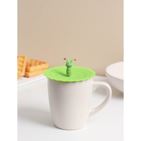 Silicone lid Silicone share "caterpillar", d = 10 cm, green color-2