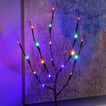 LED branch 70 cm, 20 LED, brown, AAH2 (not complete), glow of multi-1