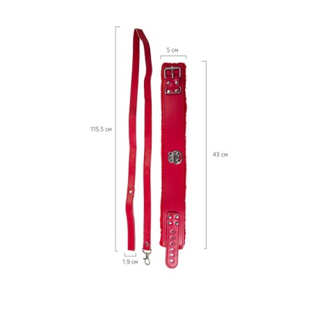 Toyfa collar, PU skin, red, 43 cm-3