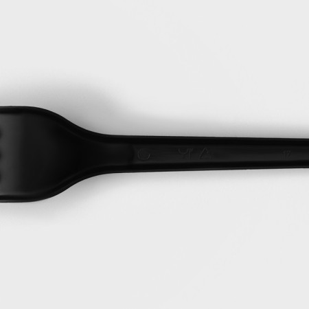 A set of plastic disposable cutlery, 4 objects: fork, tablespoon, knife, white napkin, 16.5 cm, black color-5