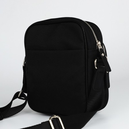 Male bag over the shoulder, Textura, artificial leather, black color-3