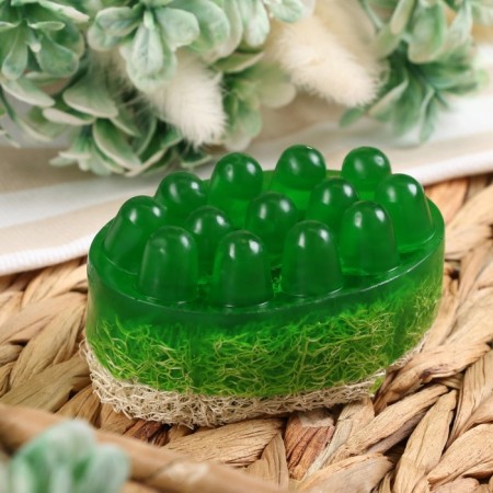 Massage soap with Luffa "Green Apple" 100 g "Dobroparov" Green