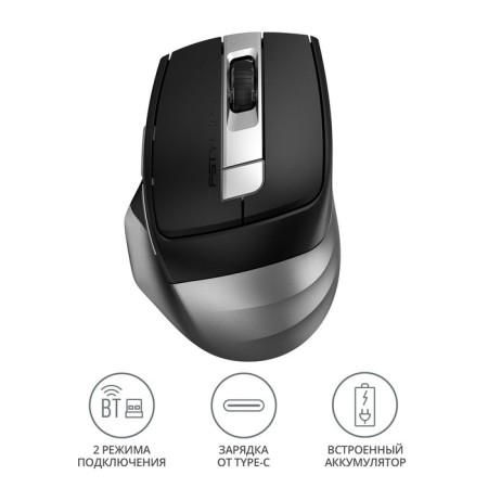 Mouse A4Tech FSTYLER FB35C Gray/Black Optical (2400DPI) Wireless BT/Radio USB (6but 102939-1