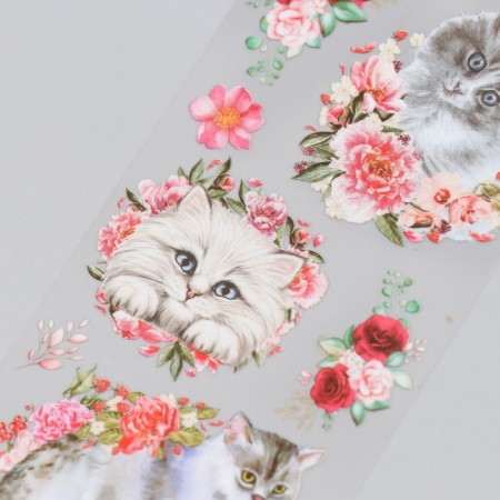 Stickers for creativity "White cats and pink flowers" set of 6 sheets 18x6 cm-2