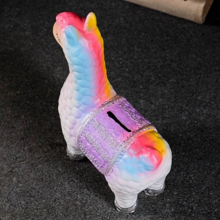 The piggy bank "Lama with a saddle saddle" Rainbow, 14x7x21cm-4