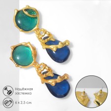 Karst earrings, blue-green color in gold
