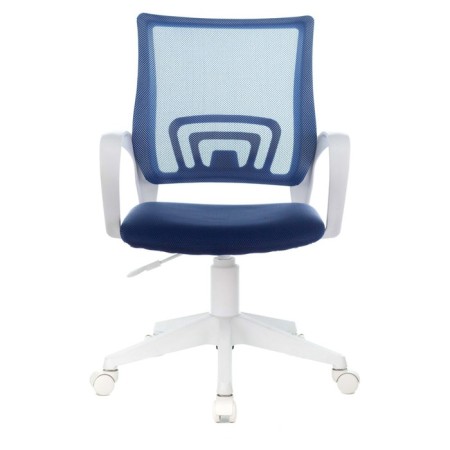 A chair for the operator Brabix Fly MG-396W, white plastic, mesh, dark blue TW-05/TW-10-1