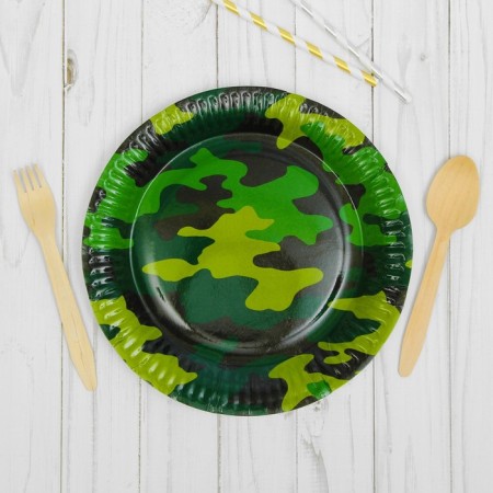 Paper plate "Camouflage", 23 cm, 6 pcs.