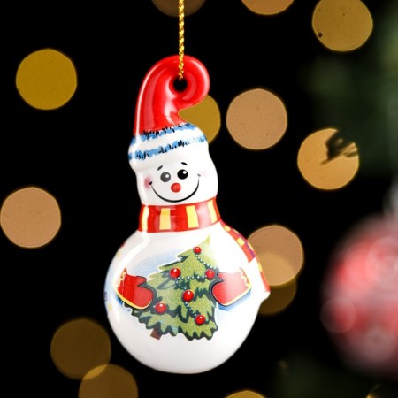 Christmas tree toy "Snowman", 6cm, ceramics
