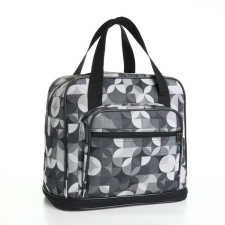 Lightning bag, with an increase, external pocket, black/white color