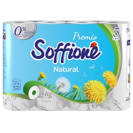 Soffione Premio "Natural", 3 layers, 12 rolls