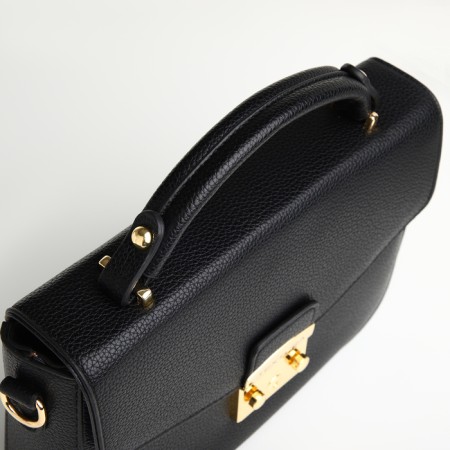 Women's bag on the valve, Textura, small size, black color-10
