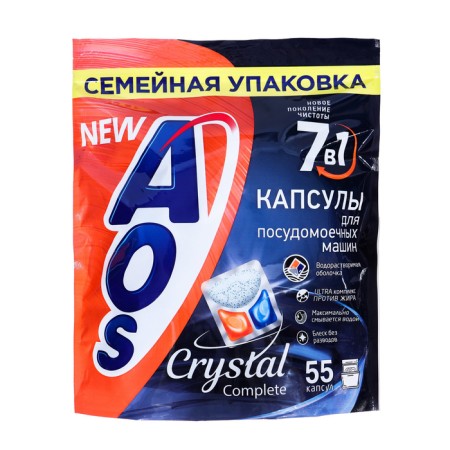 AOS Crystal Complete dishwasher capsules, 55 pcs