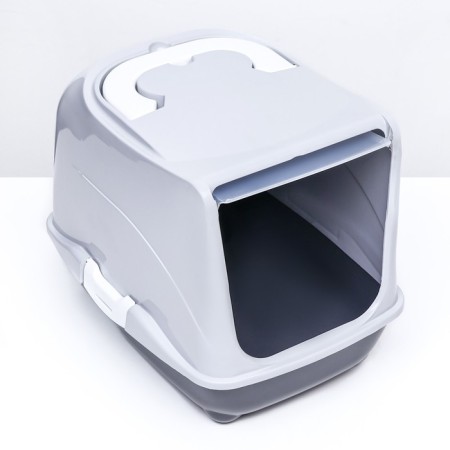 Domik toilet for cats closed with a door 43*32*33 cm, gray-4