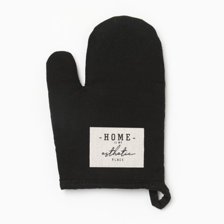 Ethel "Home" mittens, black color, 26x16 cm, 50%HL, 50%flax-1