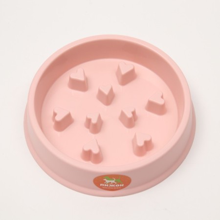 Limit feeding bowl, from overeating, 19.5 x 19.5 x 4.5 cm, pink-1