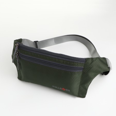 Lightning waist bag, 2 outer pockets, green color